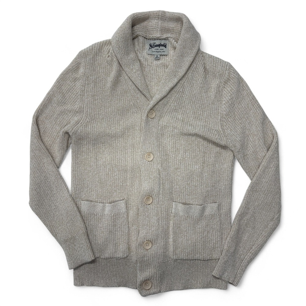 Stronghold Los Angeles‎ Mens Beige Cotton Shawl Collar Cardigan Sweater Medium
